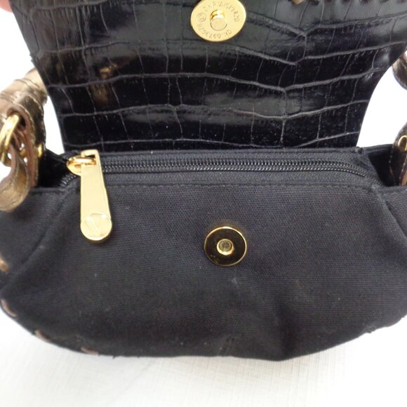 MARIO VALENTINO Mini Bag Black Canvas and Black Croc Embossed Leather - Picture 4 of 14